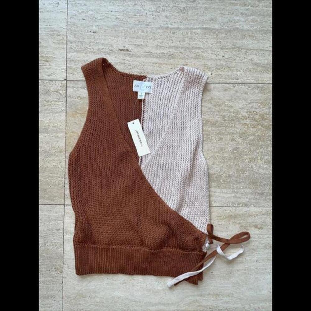 Francesca's Jun and Ivy Knit Color Block Wrap Sweater Sz Small